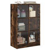 Hoge kast met deuren 68x37x109 cm bewerkt hout gerookt eiken - AllerleiShop