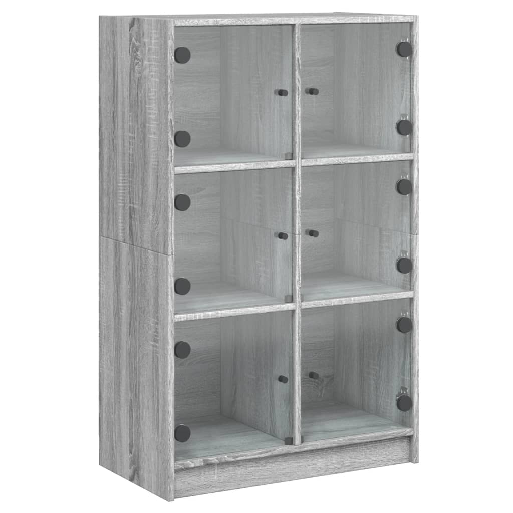 Hoge kast met deuren 68x37x109 cm bewerkt hout grijs sonoma - AllerleiShop