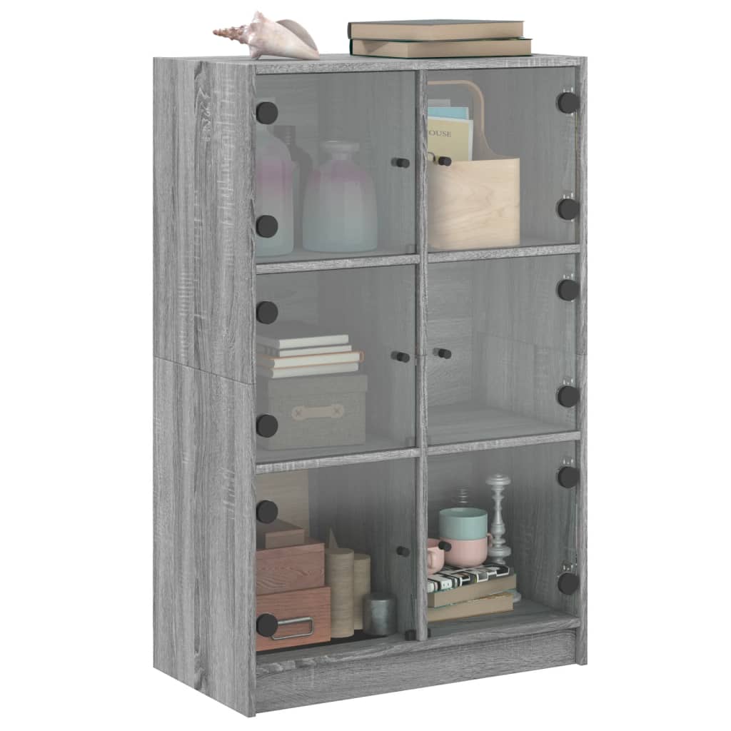 Hoge kast met deuren 68x37x109 cm bewerkt hout grijs sonoma - AllerleiShop