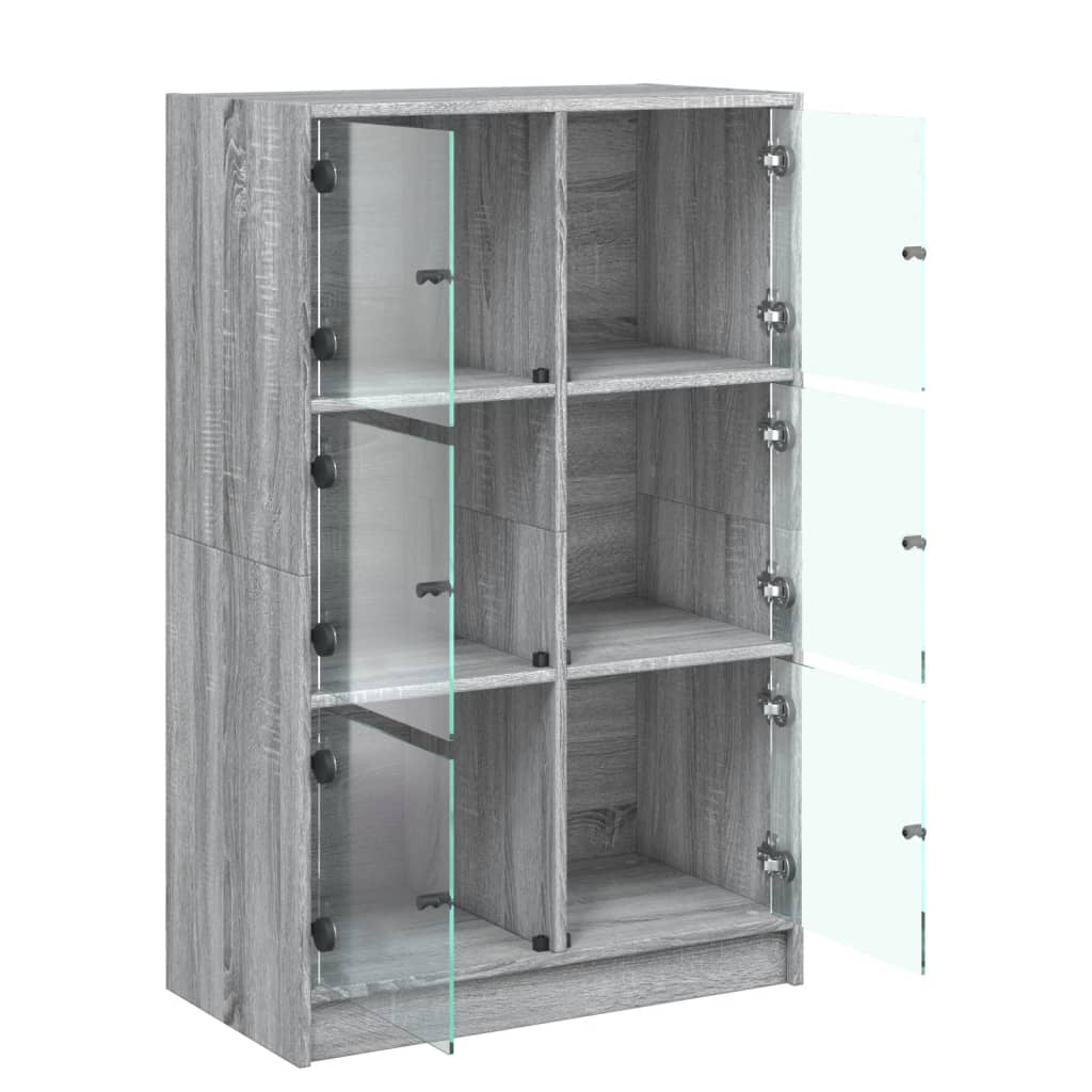 Hoge kast met deuren 68x37x109 cm bewerkt hout grijs sonoma - AllerleiShop