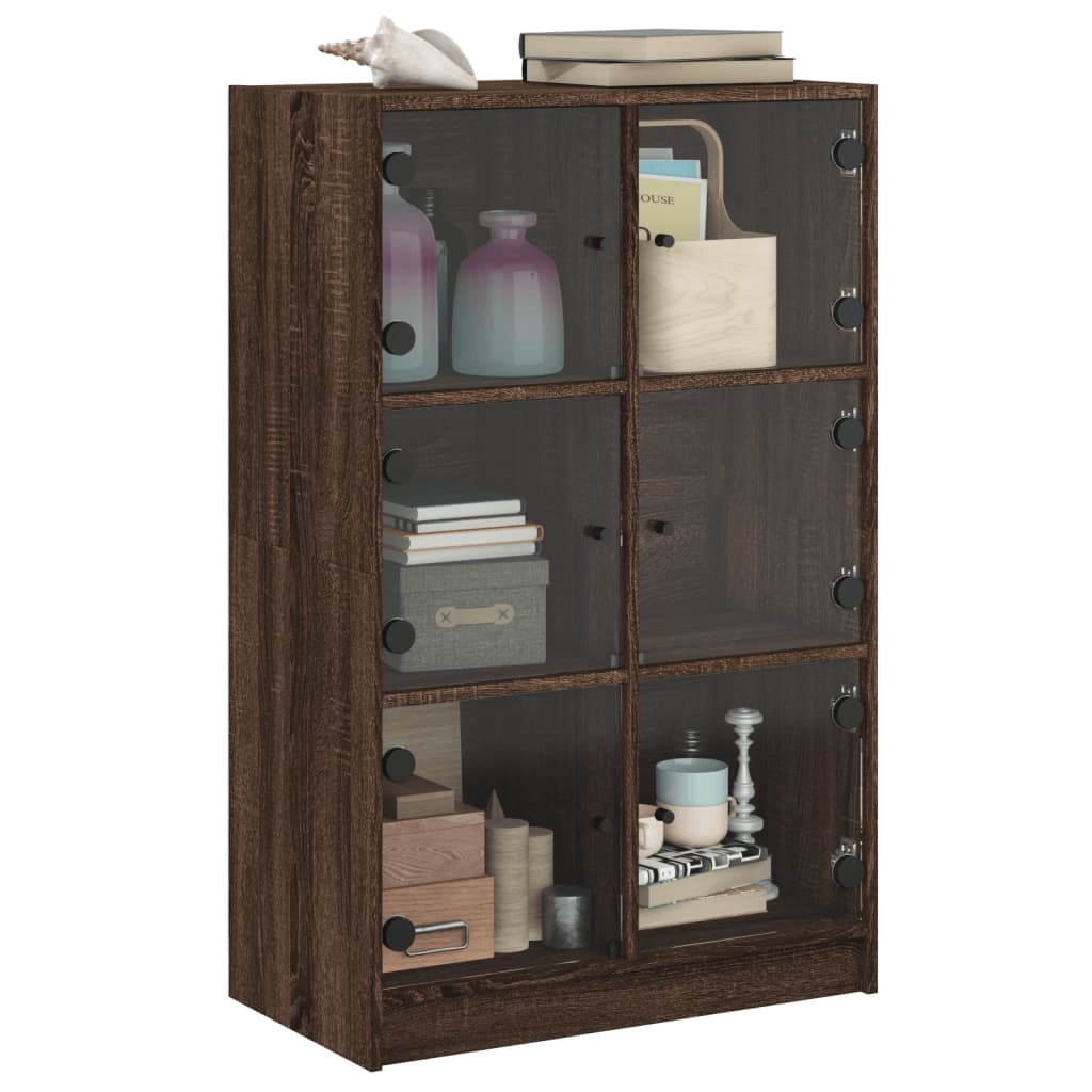 Hoge kast met deuren 68x37x109 cm bewerkt hout bruin eikenkleur - AllerleiShop