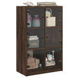 Hoge kast met deuren 68x37x109 cm bewerkt hout bruin eikenkleur - AllerleiShop