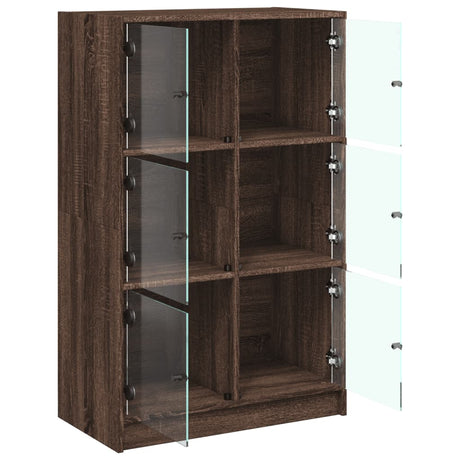 Hoge kast met deuren 68x37x109 cm bewerkt hout bruin eikenkleur - AllerleiShop