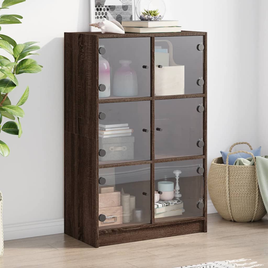 Hoge kast met deuren 68x37x109 cm bewerkt hout bruin eikenkleur - AllerleiShop