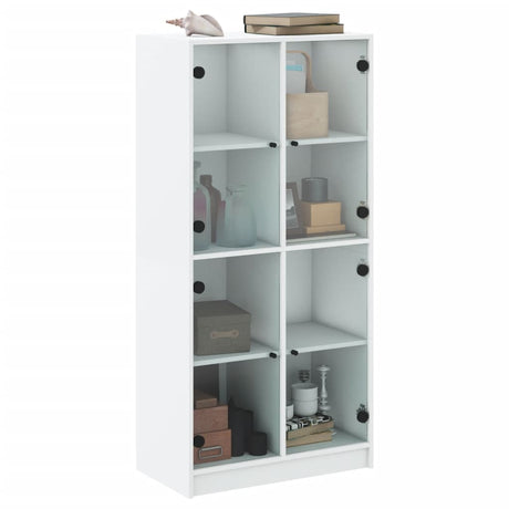 Hoge kast met deuren 68x37x142 cm bewerkt hout wit - AllerleiShop