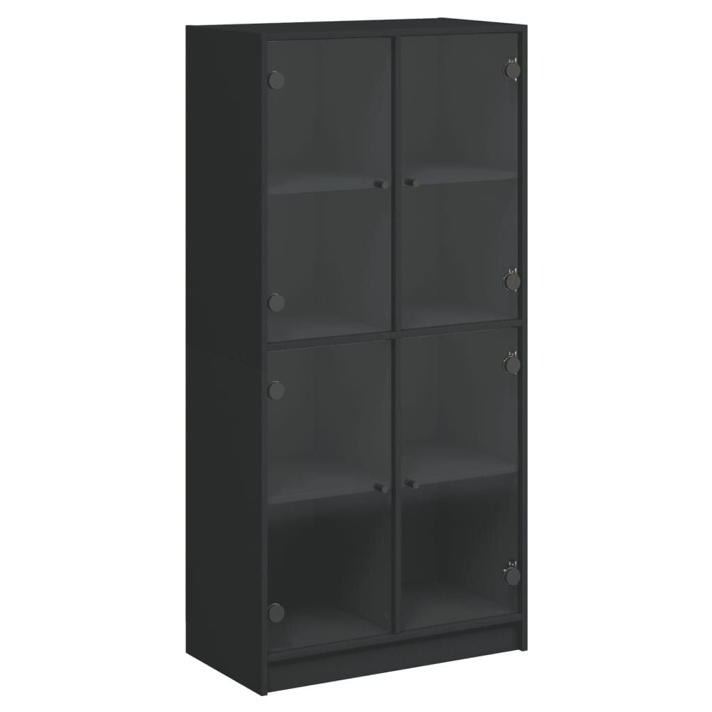 Hoge kast met deuren 68x37x142 cm bewerkt hout zwart - AllerleiShop