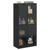 Hoge kast met deuren 68x37x142 cm bewerkt hout zwart - AllerleiShop