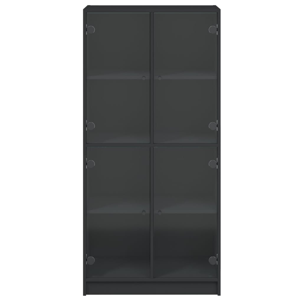 Hoge kast met deuren 68x37x142 cm bewerkt hout zwart - AllerleiShop