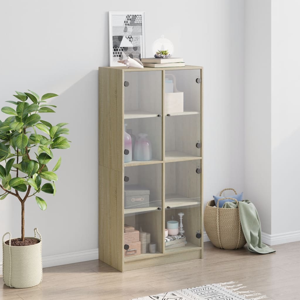 Hoge kast met deuren 68x37x142 cm bewerkt hout sonoma eiken - AllerleiShop