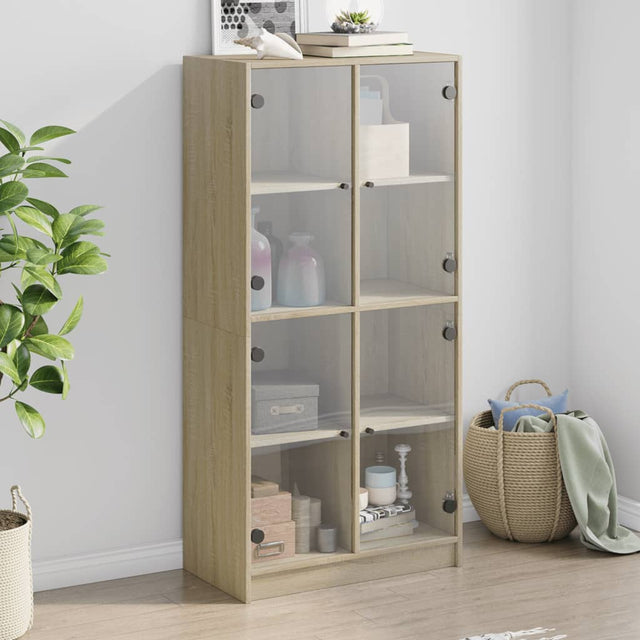 Hoge kast met deuren 68x37x142 cm bewerkt hout sonoma eiken - AllerleiShop