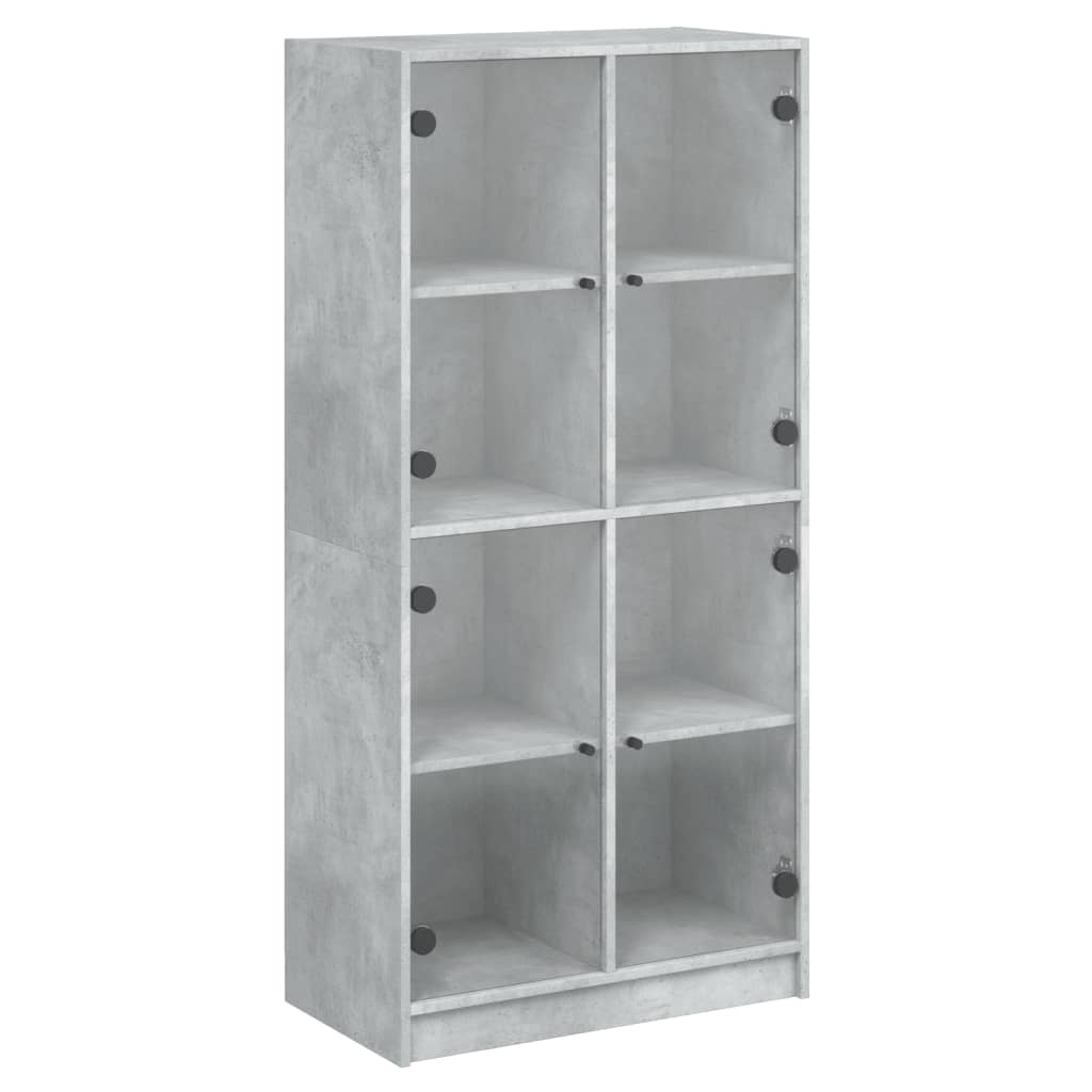 Hoge kast met deuren 68x37x142 cm bewerkt hout betongrijs - AllerleiShop