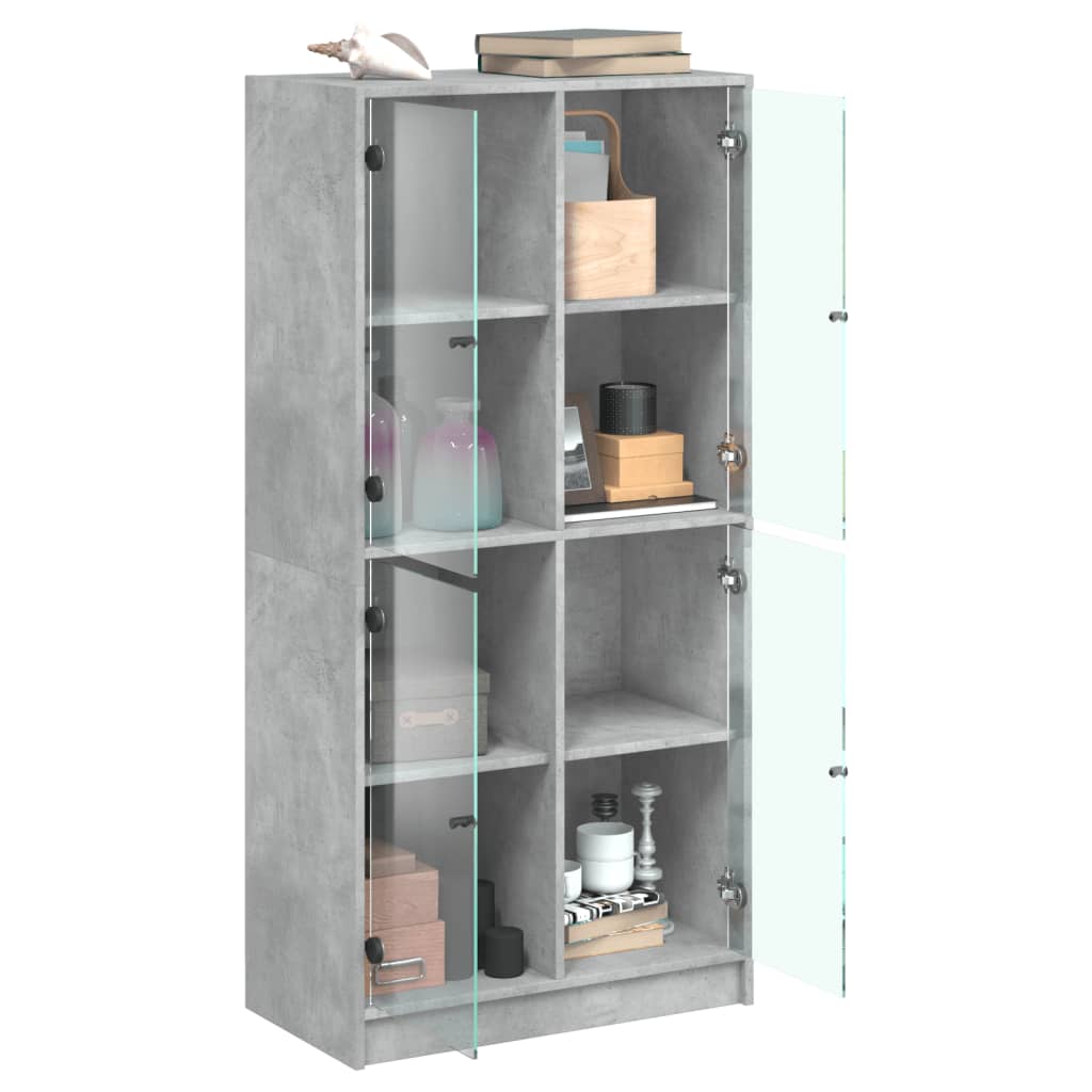 Hoge kast met deuren 68x37x142 cm bewerkt hout betongrijs - AllerleiShop