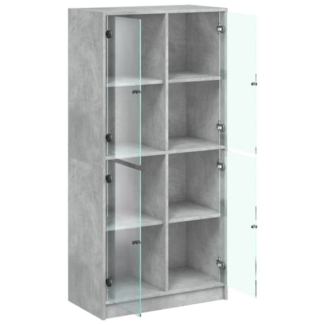 Hoge kast met deuren 68x37x142 cm bewerkt hout betongrijs - AllerleiShop