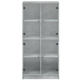 Hoge kast met deuren 68x37x142 cm bewerkt hout betongrijs - AllerleiShop