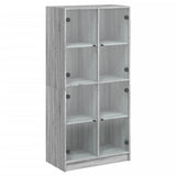 Hoge kast met deuren 68x37x142 cm bewerkt hout grijs sonoma - AllerleiShop