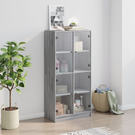 Hoge kast met deuren 68x37x142 cm bewerkt hout grijs sonoma - AllerleiShop