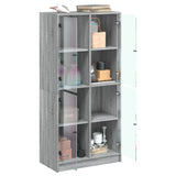 Hoge kast met deuren 68x37x142 cm bewerkt hout grijs sonoma - AllerleiShop