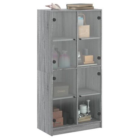 Hoge kast met deuren 68x37x142 cm bewerkt hout grijs sonoma - AllerleiShop