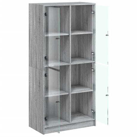 Hoge kast met deuren 68x37x142 cm bewerkt hout grijs sonoma - AllerleiShop