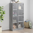 Hoge kast met deuren 68x37x142 cm bewerkt hout grijs sonoma - AllerleiShop