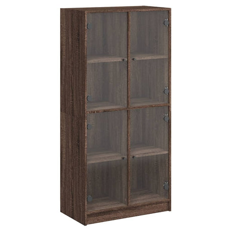 Hoge kast met deuren 68x37x142 cm bewerkt hout bruin eikenkleur - AllerleiShop