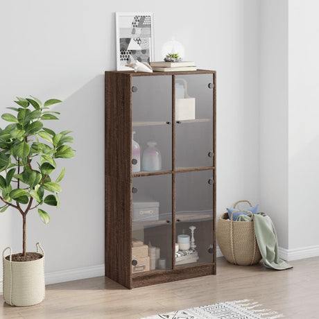 Hoge kast met deuren 68x37x142 cm bewerkt hout bruin eikenkleur - AllerleiShop