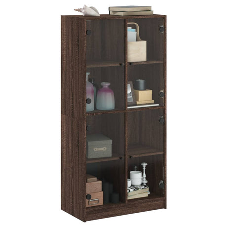 Hoge kast met deuren 68x37x142 cm bewerkt hout bruin eikenkleur - AllerleiShop