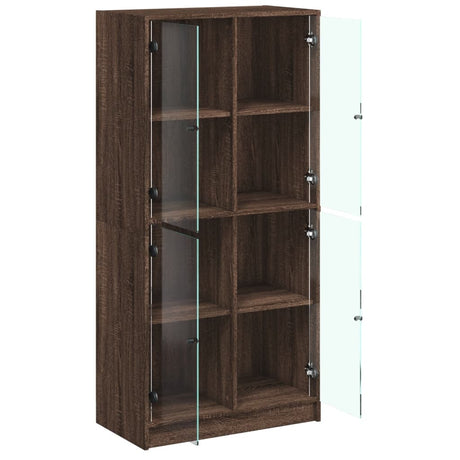 Hoge kast met deuren 68x37x142 cm bewerkt hout bruin eikenkleur - AllerleiShop