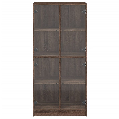 Hoge kast met deuren 68x37x142 cm bewerkt hout bruin eikenkleur - AllerleiShop