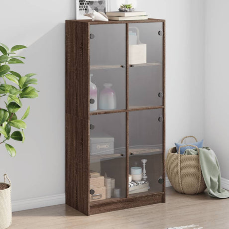 Hoge kast met deuren 68x37x142 cm bewerkt hout bruin eikenkleur - AllerleiShop