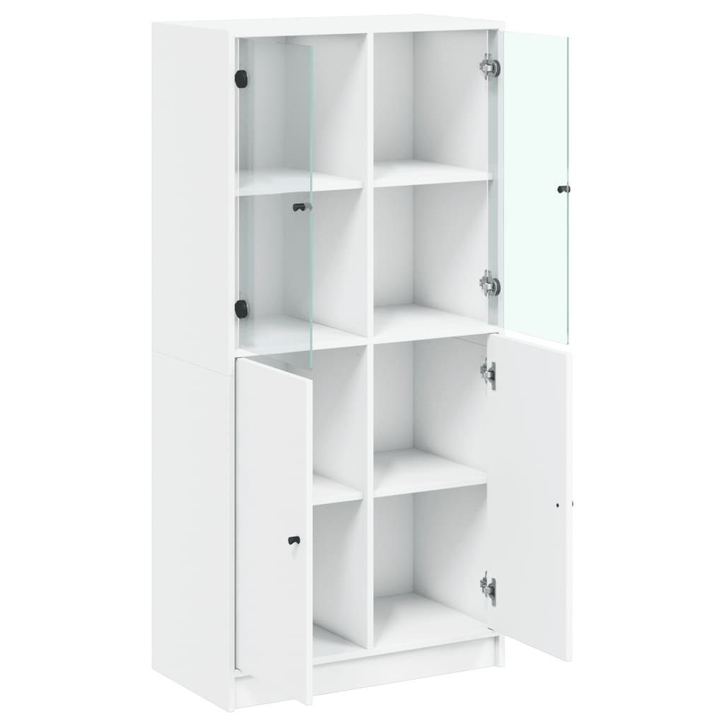 Hoge kast met deuren 68x37x142 cm bewerkt hout wit - AllerleiShop