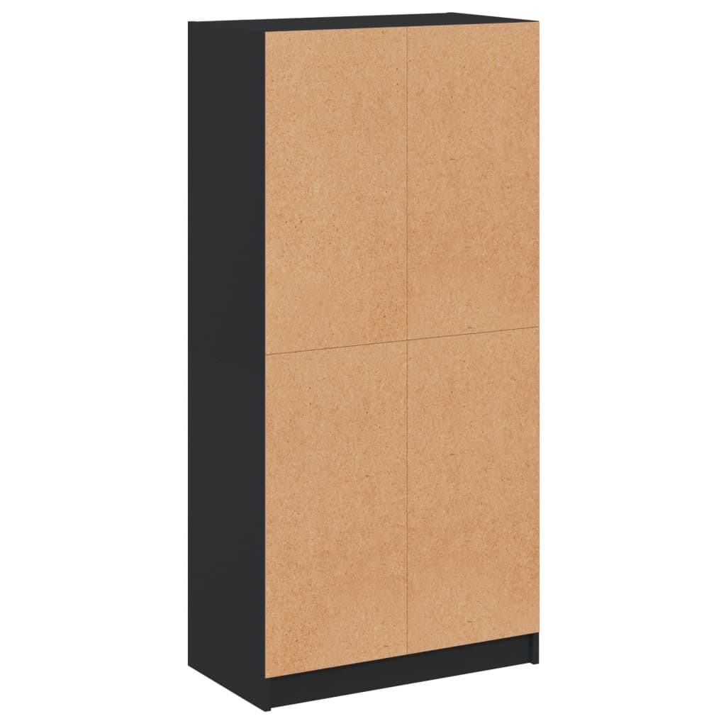 Hoge kast met deuren 68x37x142 cm bewerkt hout zwart - AllerleiShop