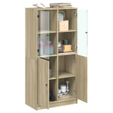 Hoge kast met deuren 68x37x142 cm bewerkt hout sonoma eiken - AllerleiShop