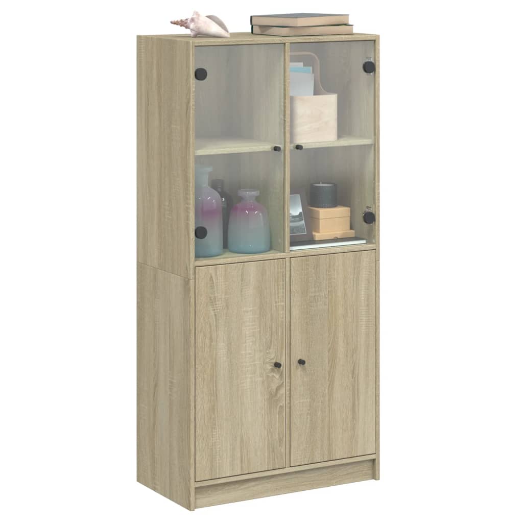 Hoge kast met deuren 68x37x142 cm bewerkt hout sonoma eiken - AllerleiShop