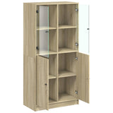 Hoge kast met deuren 68x37x142 cm bewerkt hout sonoma eiken - AllerleiShop