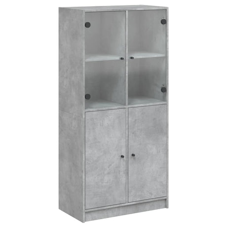 Hoge kast met deuren 68x37x142 cm bewerkt hout betongrijs - AllerleiShop