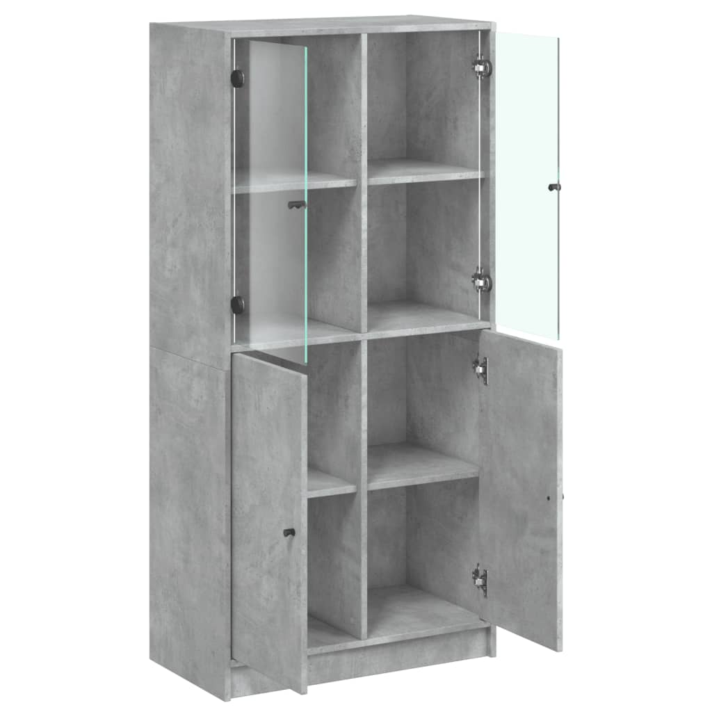 Hoge kast met deuren 68x37x142 cm bewerkt hout betongrijs - AllerleiShop