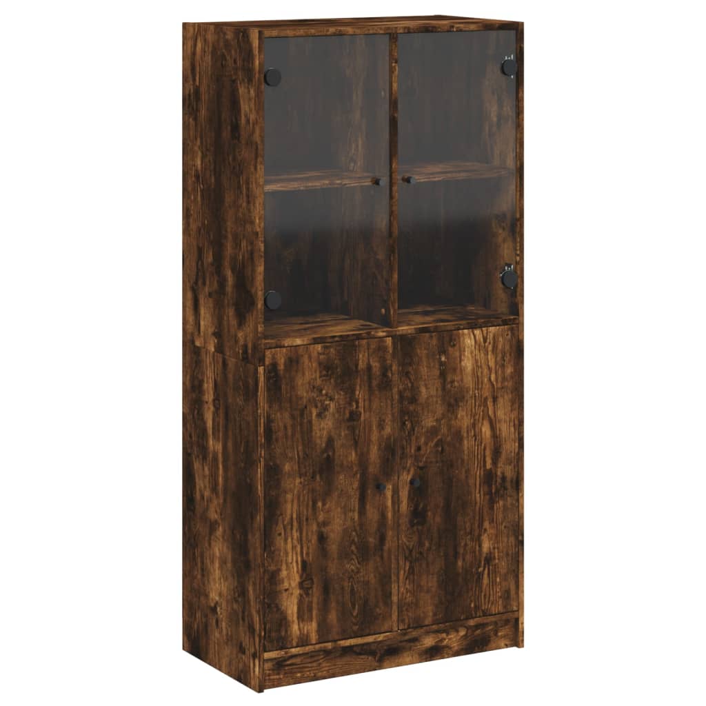 Hoge kast met deuren 68x37x142 cm bewerkt hout gerookt eiken - AllerleiShop