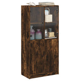 Hoge kast met deuren 68x37x142 cm bewerkt hout gerookt eiken - AllerleiShop