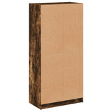 Hoge kast met deuren 68x37x142 cm bewerkt hout gerookt eiken - AllerleiShop