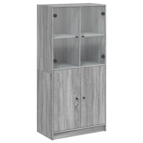 Hoge kast met deuren 68x37x142 cm bewerkt hout grijs sonoma - AllerleiShop