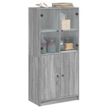 Hoge kast met deuren 68x37x142 cm bewerkt hout grijs sonoma - AllerleiShop