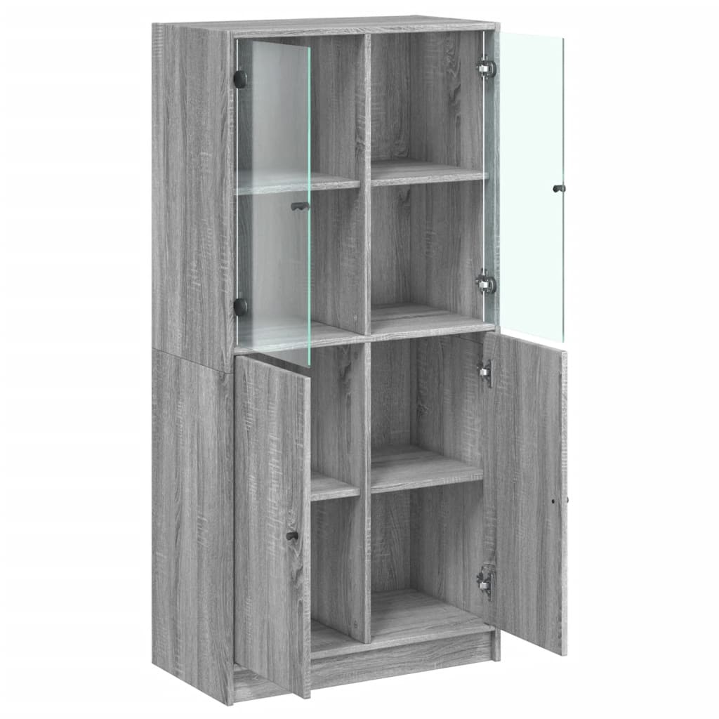 Hoge kast met deuren 68x37x142 cm bewerkt hout grijs sonoma - AllerleiShop