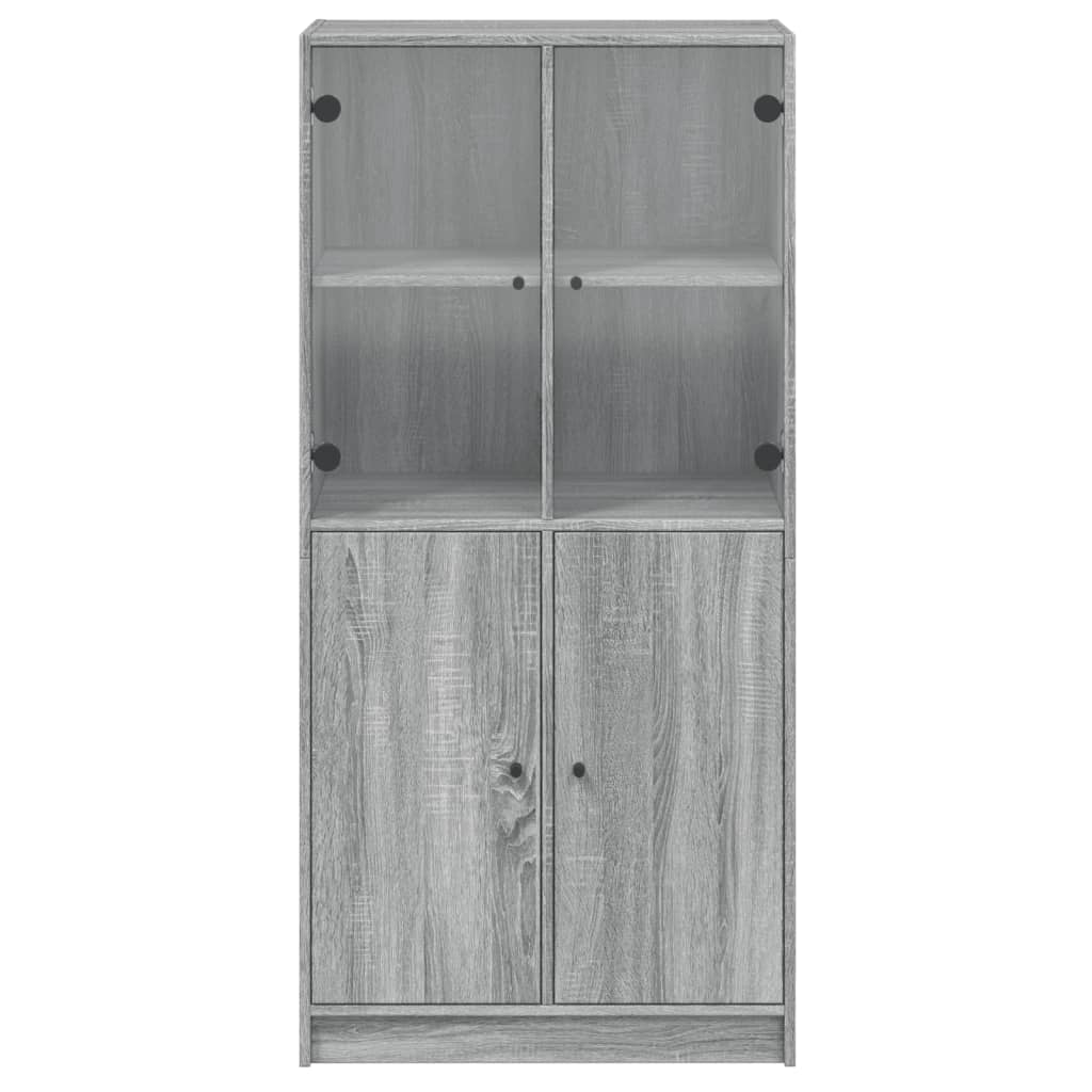 Hoge kast met deuren 68x37x142 cm bewerkt hout grijs sonoma - AllerleiShop