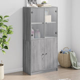 Hoge kast met deuren 68x37x142 cm bewerkt hout grijs sonoma - AllerleiShop