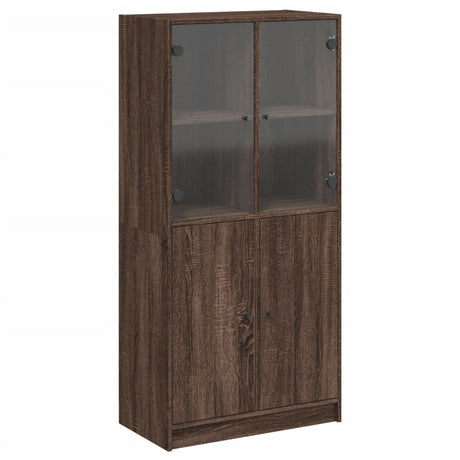 Hoge kast met deuren 68x37x142 cm bewerkt hout bruin eikenkleur - AllerleiShop