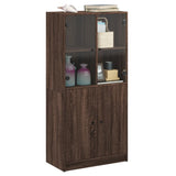 Hoge kast met deuren 68x37x142 cm bewerkt hout bruin eikenkleur - AllerleiShop