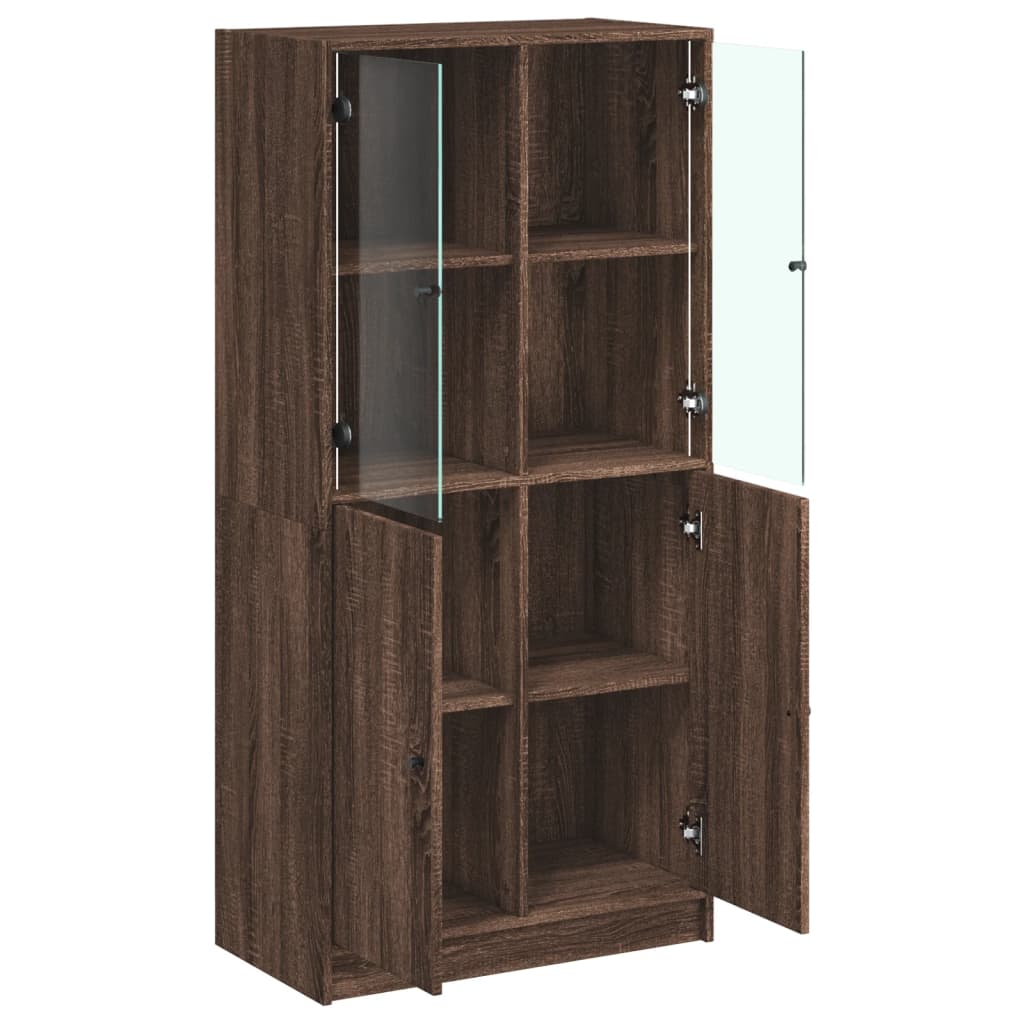 Hoge kast met deuren 68x37x142 cm bewerkt hout bruin eikenkleur - AllerleiShop