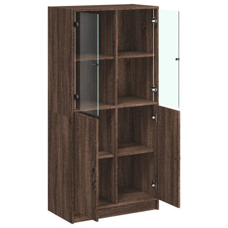 Hoge kast met deuren 68x37x142 cm bewerkt hout bruin eikenkleur - AllerleiShop