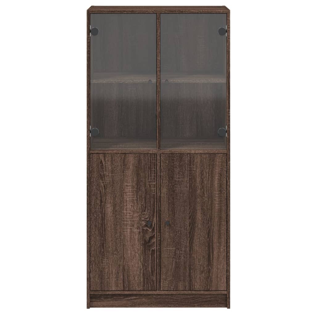 Hoge kast met deuren 68x37x142 cm bewerkt hout bruin eikenkleur - AllerleiShop